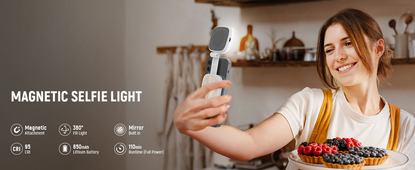 Magnetic Selfie Light LED compatible MagSafe pour iPhone – Éclairage selfie pro