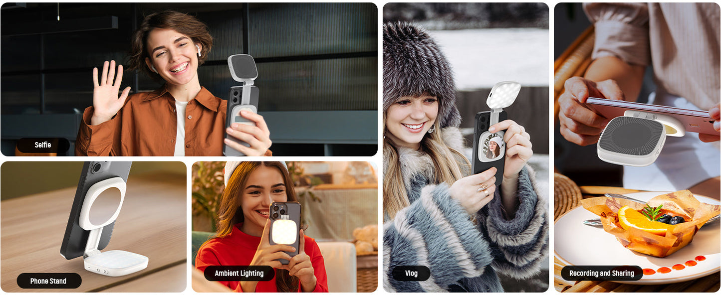 Magnetic Selfie Light LED compatible MagSafe pour iPhone – Éclairage selfie pro